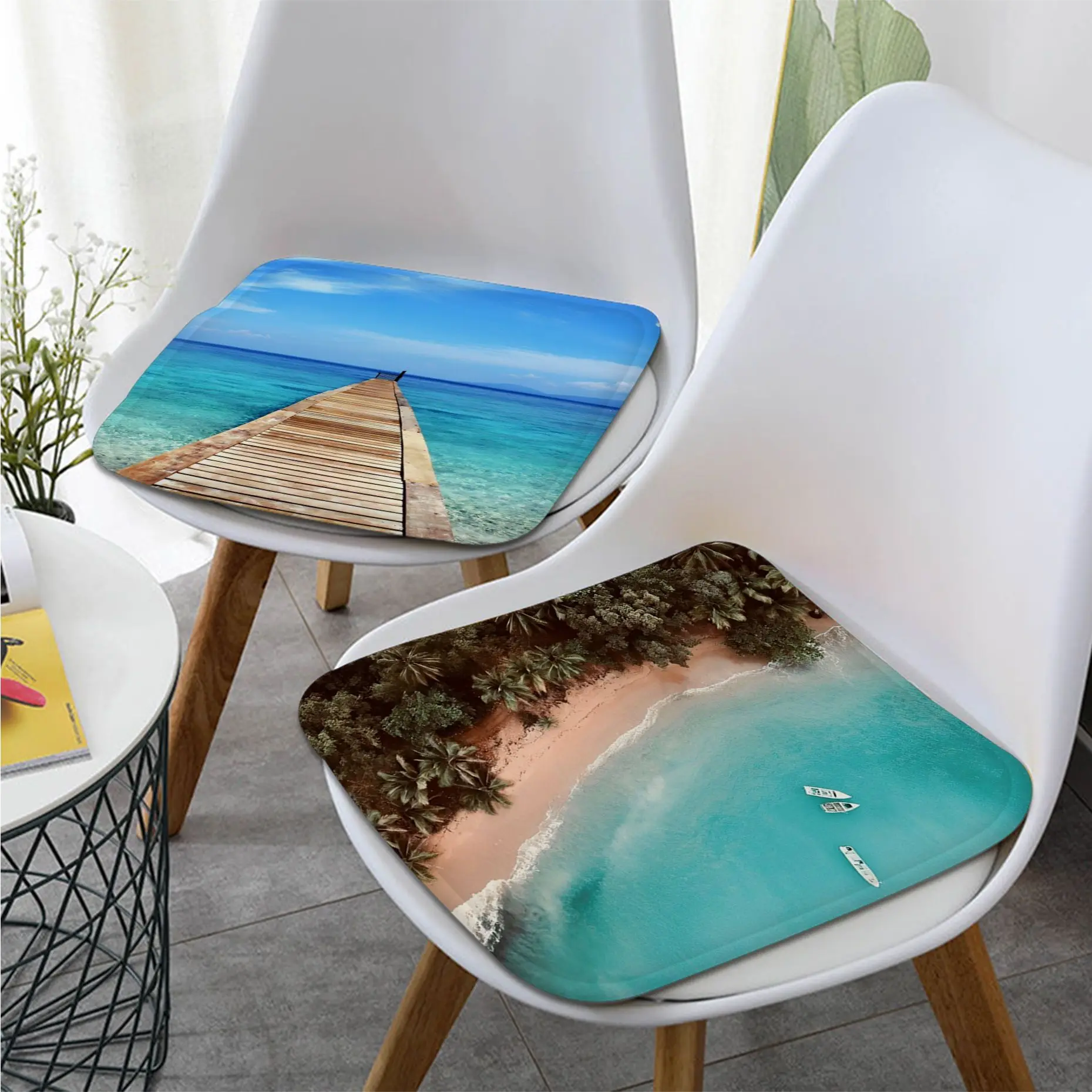 

Sea Beach Square Stool Pad Patio Home Kitchen Office Chair Seat Cushion Pads Sofa Seat 40x40cm Chair Cushions