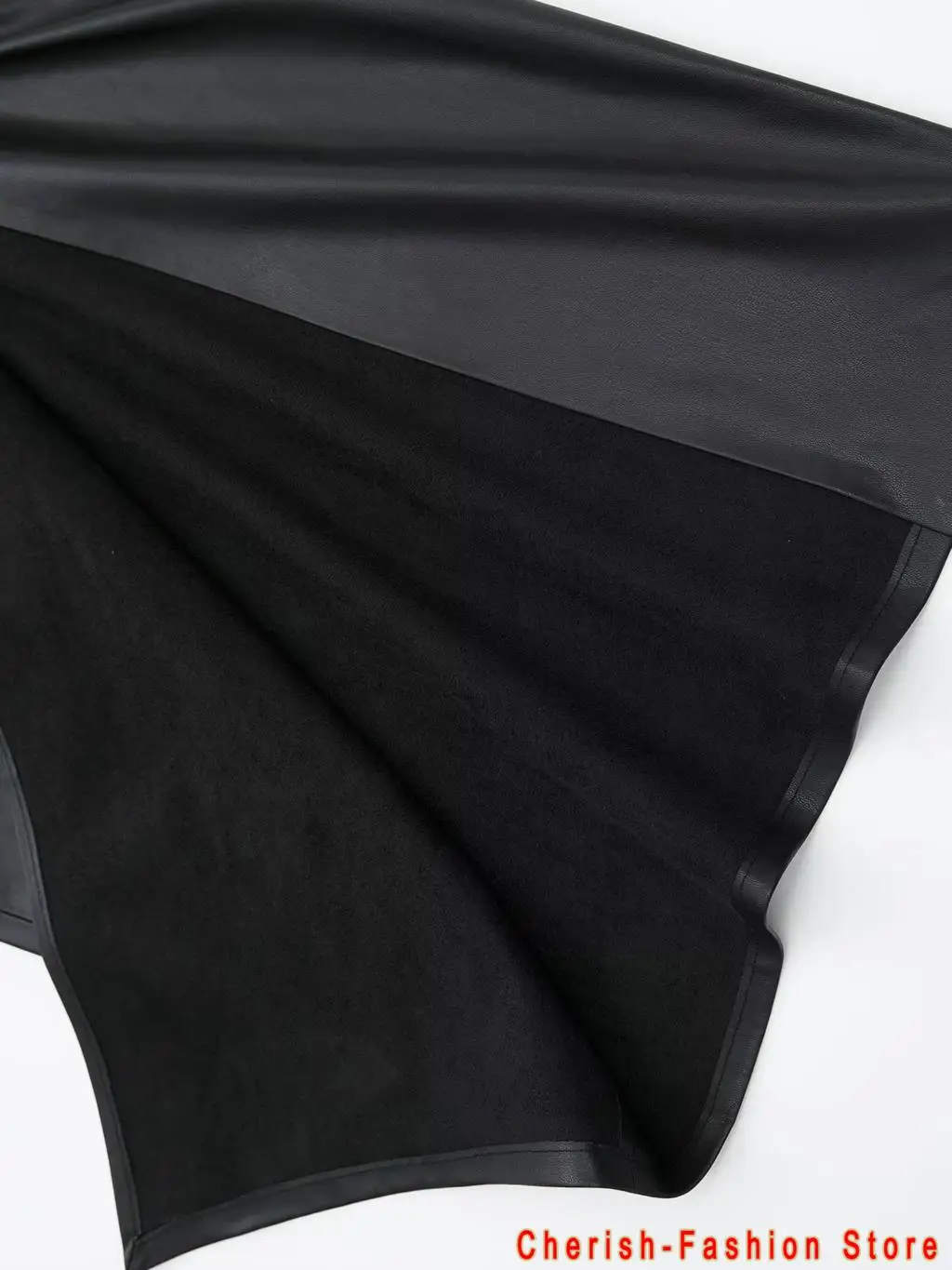 Vintage Women Faux Leather Pleated Solid Skirt 2023 Spring High Waist Tight Side Split Skirts Zipper Slim Female Bottoms Black