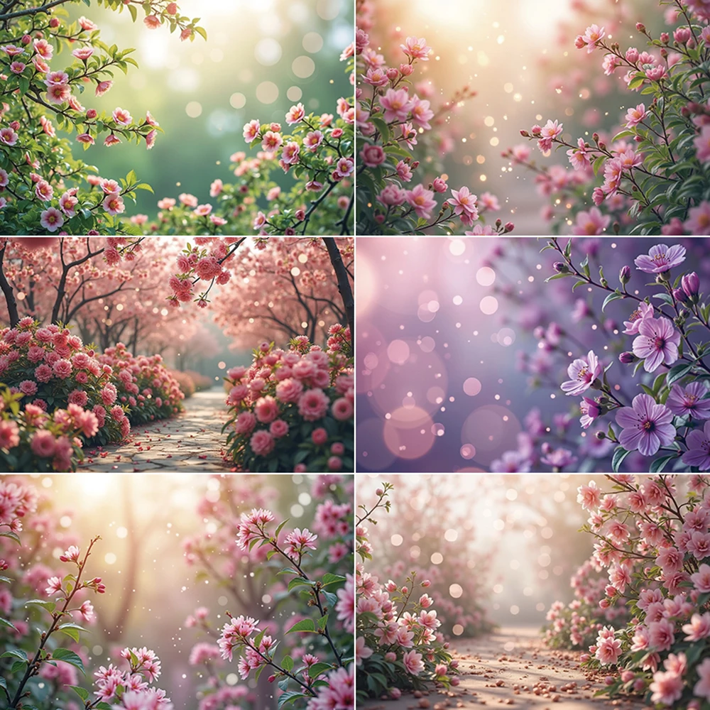 

MOON.QG Enchanted Spring Photography Backdrop Children Fairy Birthday Flower Blossom Background Natural Scenery Studio Supplier