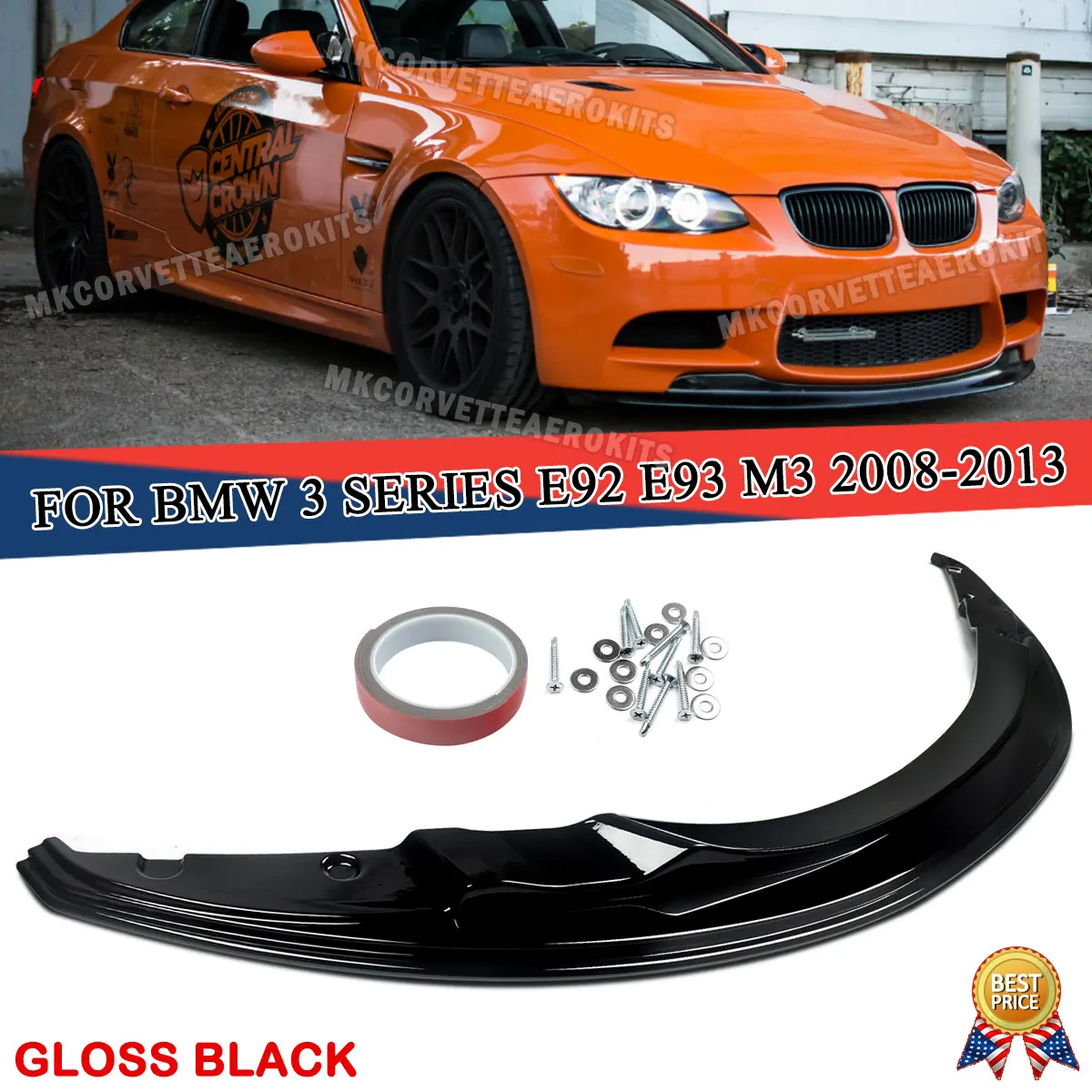 

For BMW E92 E93 E90 Front Bumper Splitter Gloss Black 3 Series M3 GTS 2007 2008 2009 2010 2011 2012 2013 Front Spoiler Lip Whole