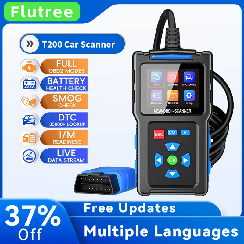 T200 OBD2 Scanner Diagnostic Tool,Check Engine Code Reader OBD2 Scanner with Reset,I/M Readiness,O2 Sensor Test,For All Cars