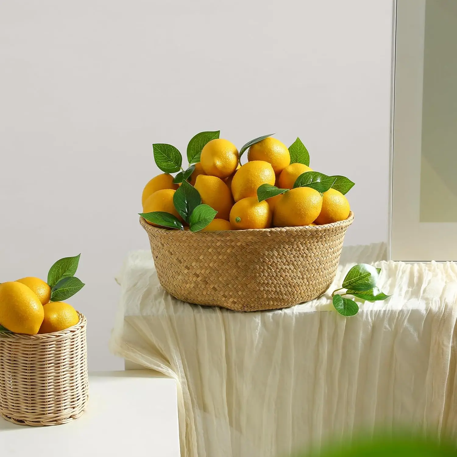 12 Pack Faux Yellow Lemons Artificial Fruits Fake Lemons Lifelike Simulation for Lemonade Party Kitchen Table Summer Decorations - view 4