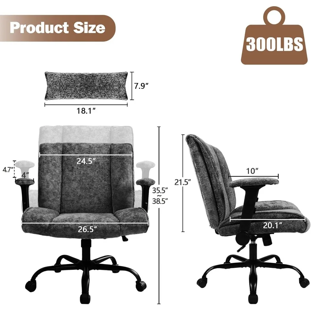 Criss Cross Chair with Wheels & Flip Arms, Wide Legged Office Chair with Lumbar Support, Black