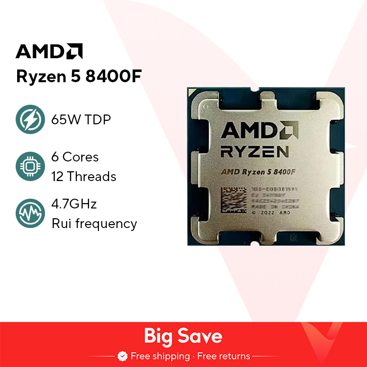 New AMD R5 8400F Ryzen 5 8400F 6 Cores 12 Threads 4.2GHz Desktop computer processor with AM5 Socket CPU