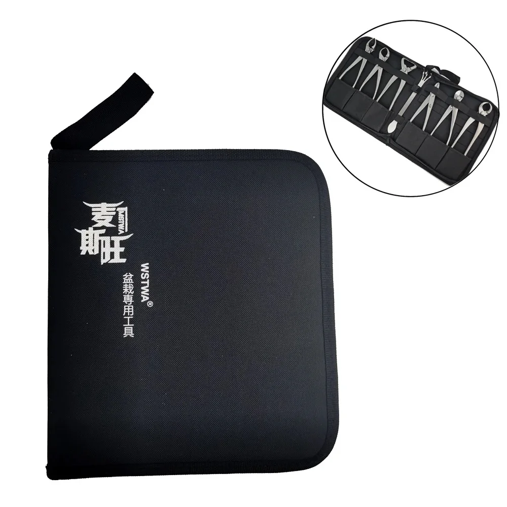 Juego de herramientas para bonsái con 6 ranuras, estuche multifuncional de lona para reparación de relojes, bolsa de herramientas portátil, bolsa de almacenamiento con cremallera, herramienta organizadora con cremallera