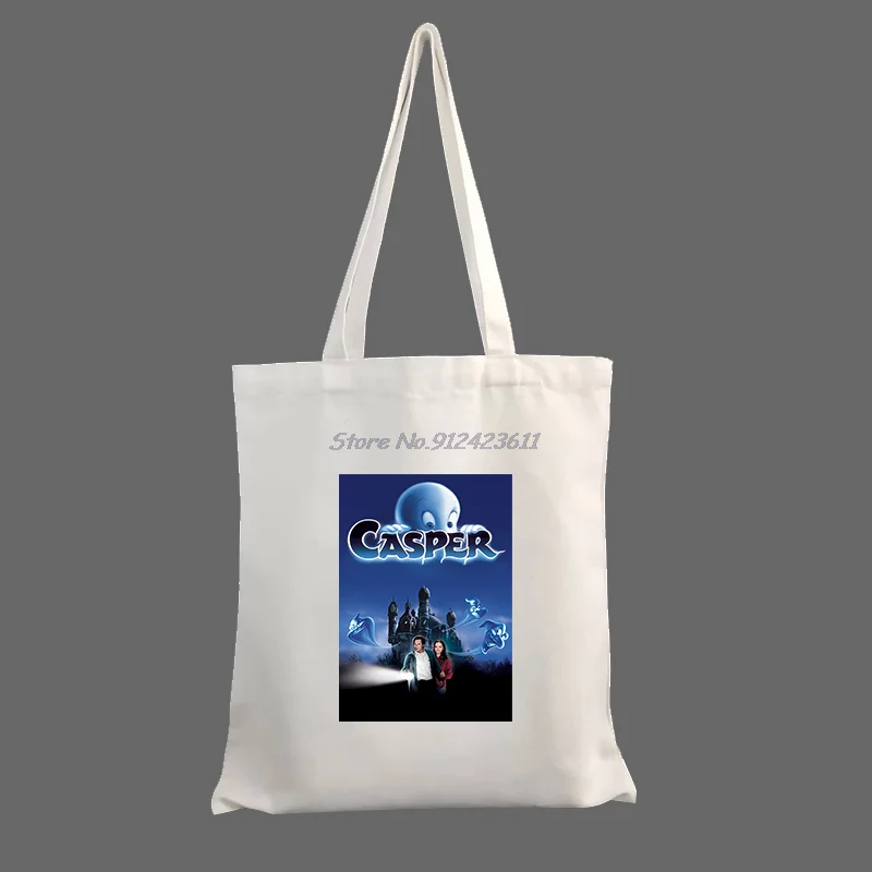 Casper Movie Poster Women Canvas Shopping Bag Print Female Cloth Shoulder Bag Eco Handbag Tote Reusable Shopper Bags