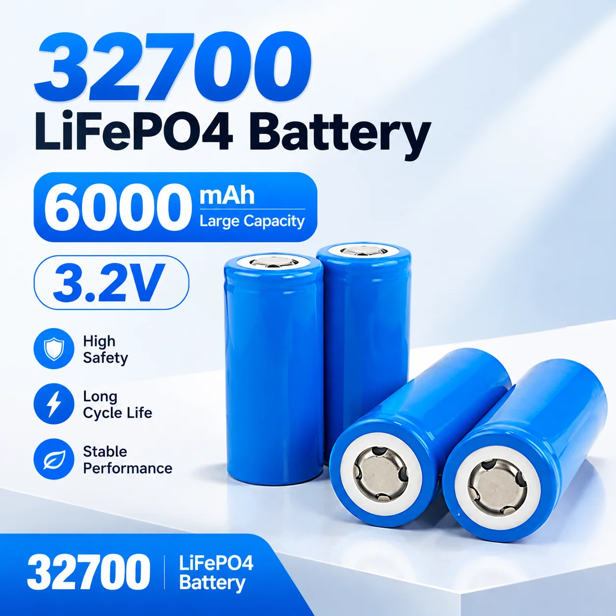 PURFIELD 32700 3.2V 6000mAh 30A Continuous Discharge LiFePO4 Replacement Battery Lithium Iron Phosphate For Flashlight DIY Power