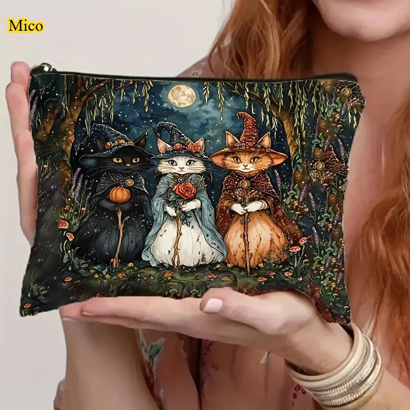 

Rural style vintage American oil painting, wizard night owl double-sided, durable and foldable storage bag