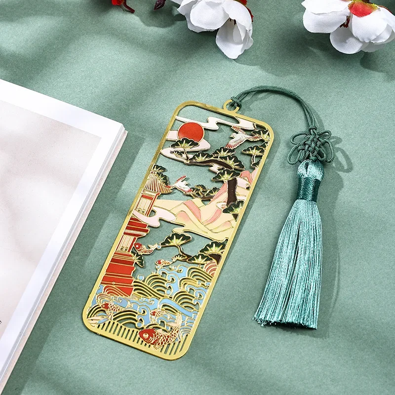 

Hollow Carved 1Pcs Chinese Style White Crane Plum Blossom Metal Bookmarks Students Reading Tools Business Gifts Travel Souvenirs