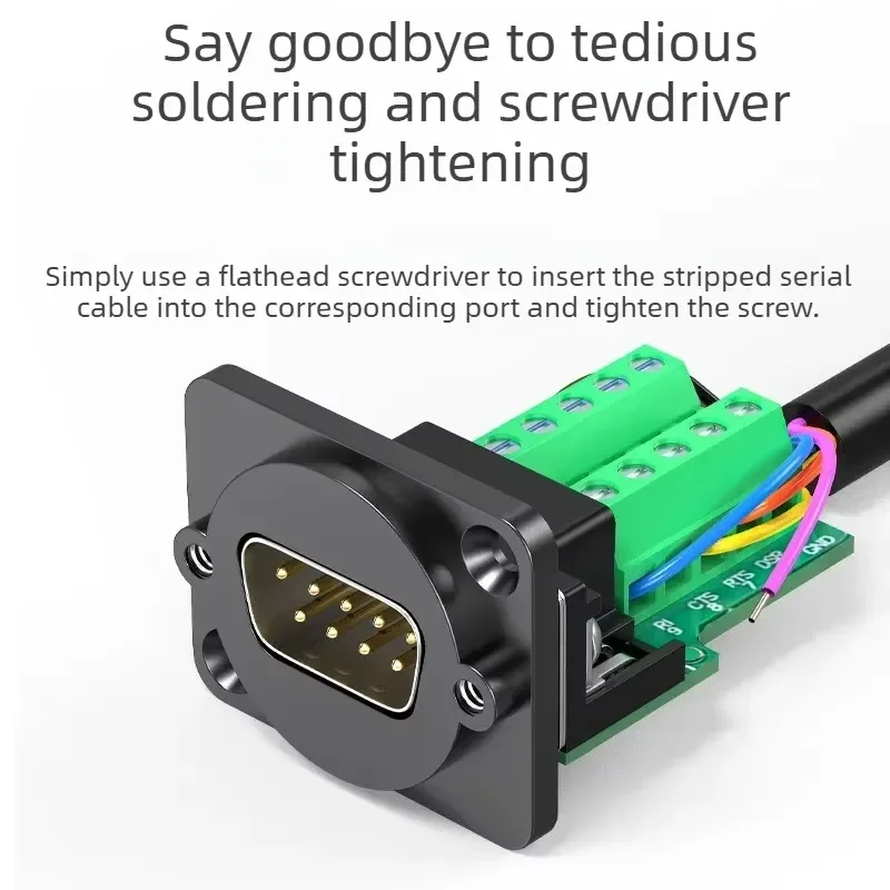 VGA DB9 Solderless Serial Port Socket D-type Hardware Panel Module 9-pin RS232/485 Interface PLC Communication Adapter