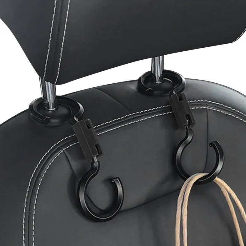 Car Seat Headrest Hook 2pcs Auto Back Seat Organizer Hanger Storage Holder Handbag Purse Bags Rotatable Hook For Clothes Coats