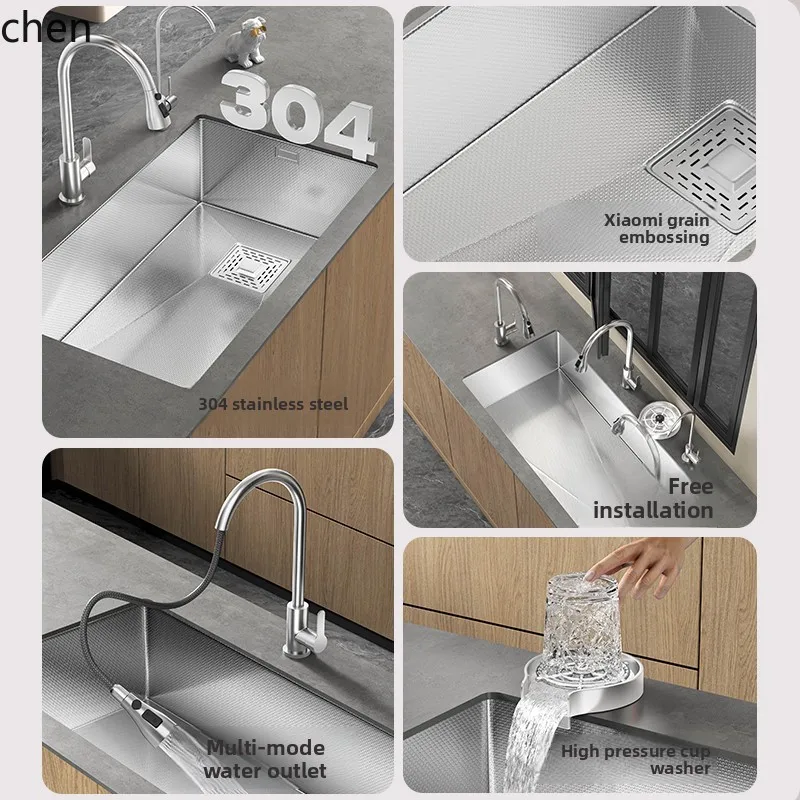 a3 Kitchen Sink Embedded Undercounter Basin Large Single Slot Widened Thickened 304 Stainless Steel Vegetable