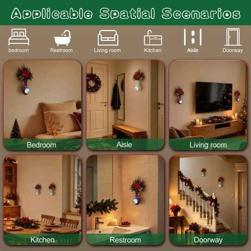  2-Pack Motion-Sensing Wall Lights for Bedroom Night Routines