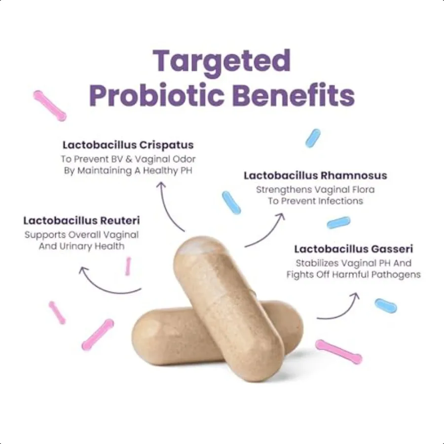 Probióticos vaginales para mujeres Prebióticos + Mezcla avanzada de lactobacilo Equilibrio hormonal Alivio PMS y prevención UTI Femenina