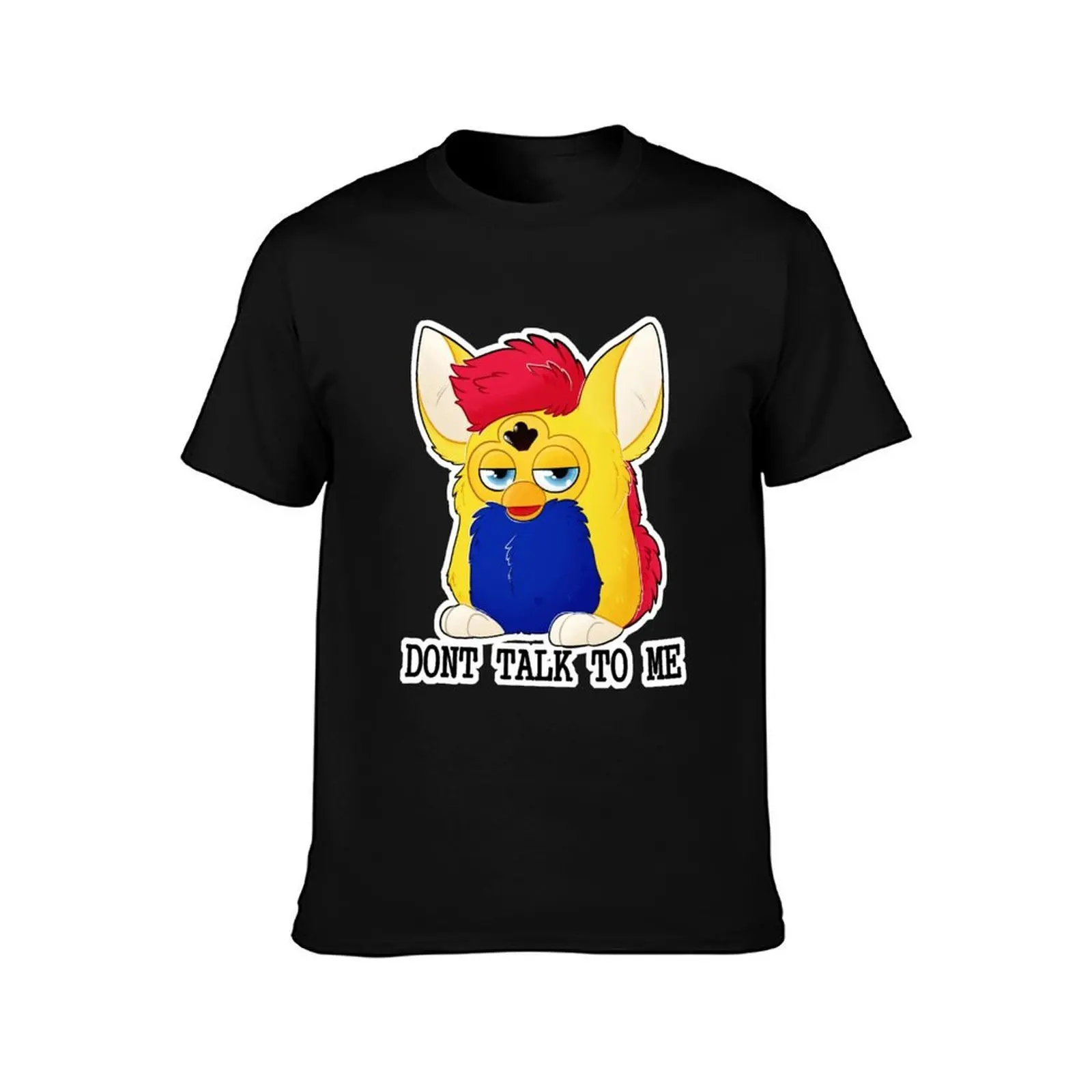Rude Little Furby T-Shirt, Summer Casual Cotton Tee, Oversized Streetwear Tops, Vintage Graphic Print, Loose Fit Short Sleeve
