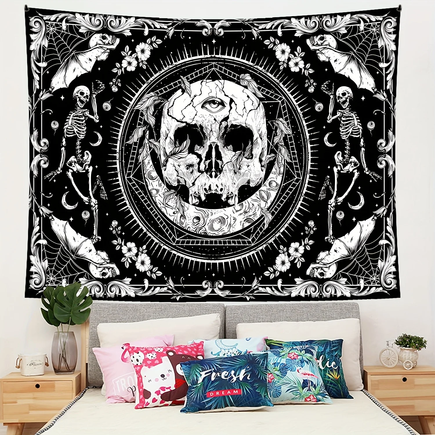 Energetic Gaming Paradise Wall Tapestry for Playful Room Decor, Featuring a Vibrant and Dynamic Illustration of Retro Video