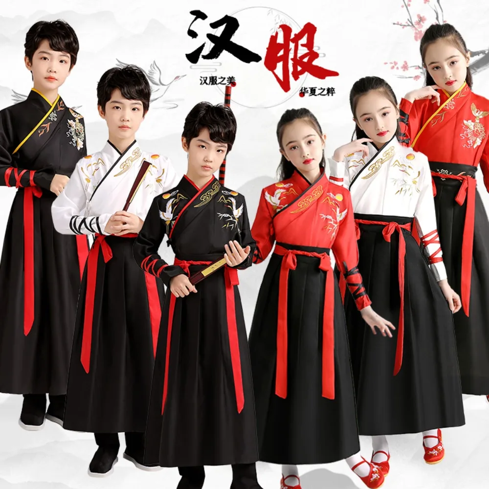 Kung-Fu-Partykleidung für Kinder, ethnischer Stil, Schuluniform, Vintage-Kleid für Kinder, Mädchen, Hanfu, Bühnentanzkleidung, Cosplay