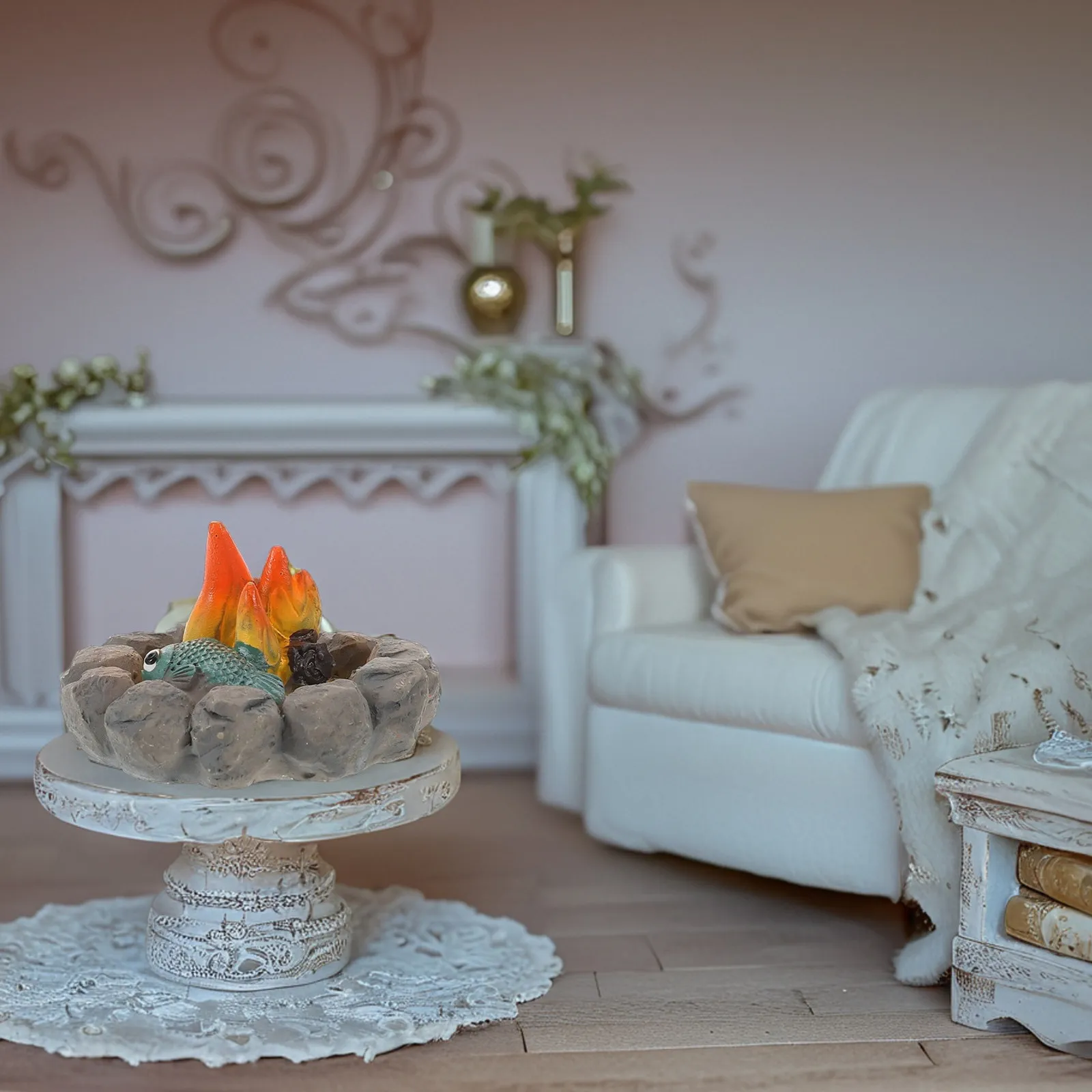 Miniature Stone Bonfire Landscape Decor for Dollhouse Fireplace Realistic Fake Fire Pit Centerpiece Sand Table Scene