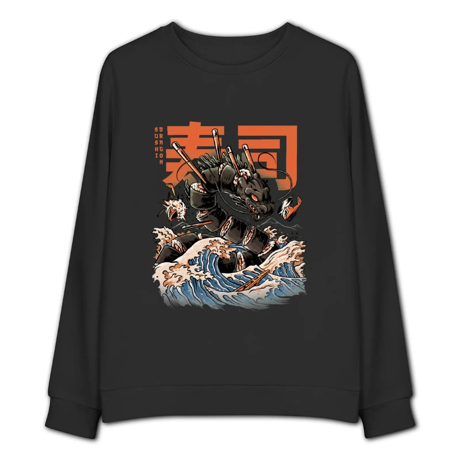 The Black Sushi Dragon Sweatshirt para Homem, Roupa de treino, Novo