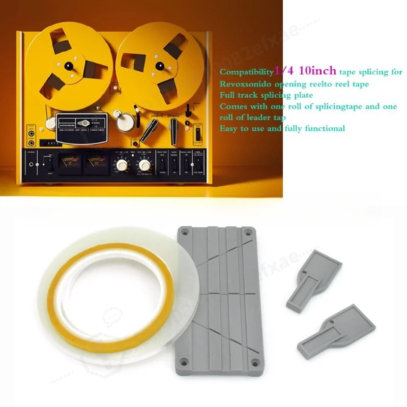 1/4 Inch Tape Adapter Kit with Splicing Rail, Universal Cassette Recorder Accessories, Magnetic Tape Editing Splicing Block