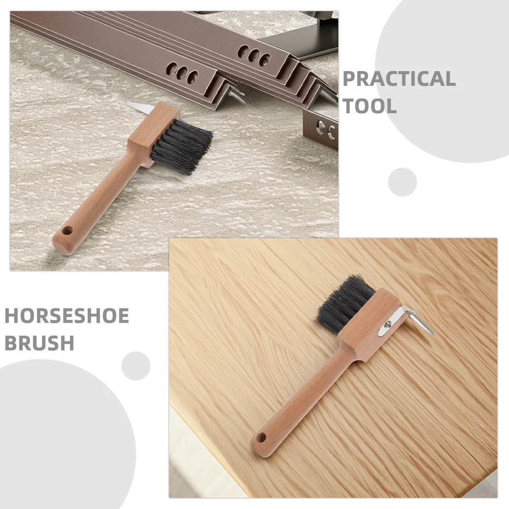 2 個の馬蹄ブラシセット木製ハンドル快適なグリップ包括的な蹄ケア丈夫な毛先多用途使用馬具ケア