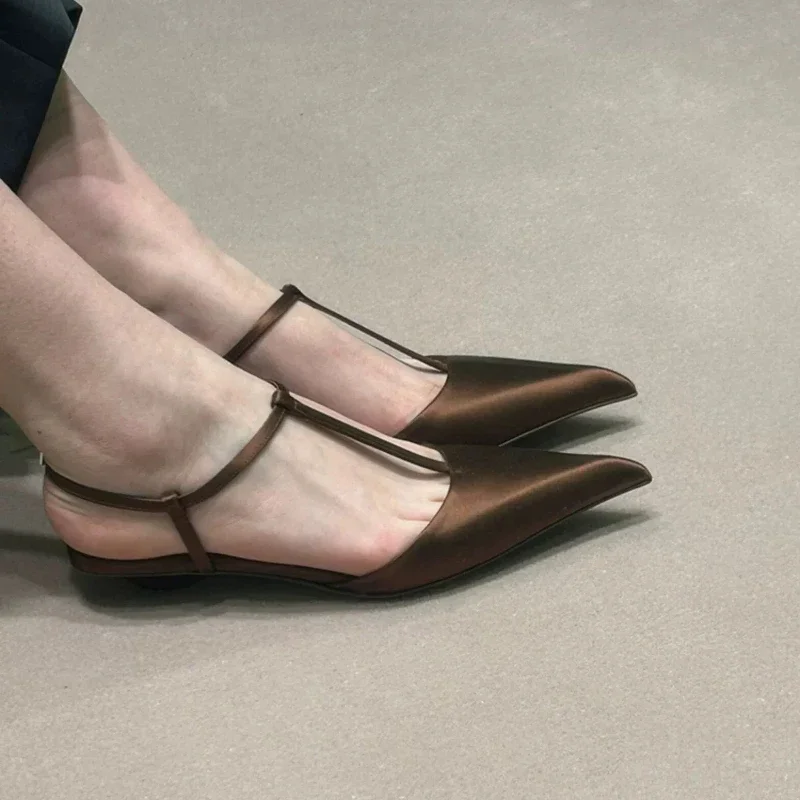 

2025 New Slimming T-shaped Pumps Women Sexy Thick Heel Pointed Mid Heel Single Shoes Stain Summer Shallow Party Dress Shoe