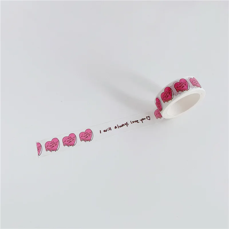 

Рулон декоративной клейкой ленты васи (5 м) с милым принтом в виде сердечек и тортов, в стиле Ins, для планировщиков, дневников и герметизации (наклейка-стикер)