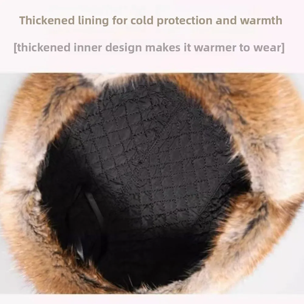 Modische dicke warme Winter-Bombermütze, Gehörschutz, lässige Uschanka-Fellmütze, winddichte Ohrenklappen-Mütze für Männer und Frauen