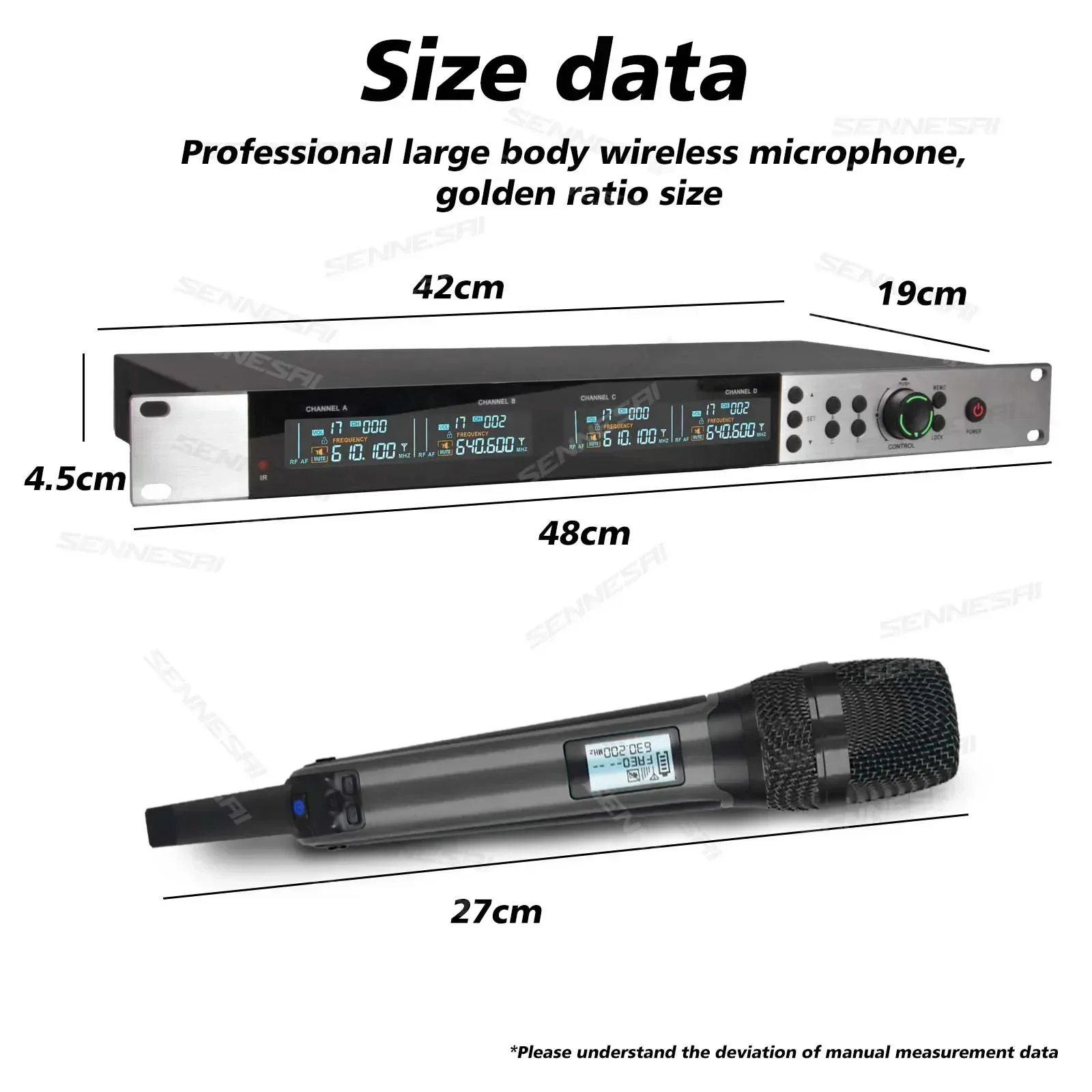 SKM9200/9000 Wireless Microphone (Whole Metal)  4 Channels UHF Professional Mic Dynamic Handheld For Party Karaoke Church Stage