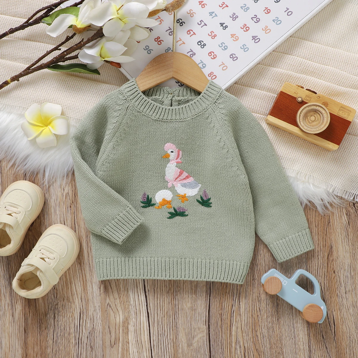 

Baby Sweater Knit Infant Boy Girl Pullover Long Sleeve Autumn Newborn Children Clothes Fashion Cute Embroidered Duck Tops Winter