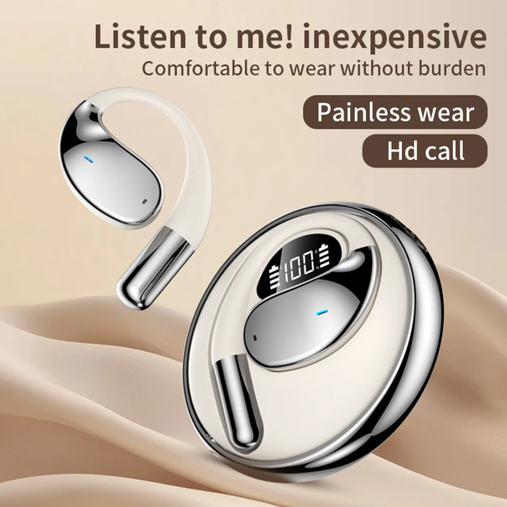 New Wireless 5.4 Bluetooth Headset, Long Battery Life Hanging Ears, Start Noise Reduction Digital Display Sports earrings