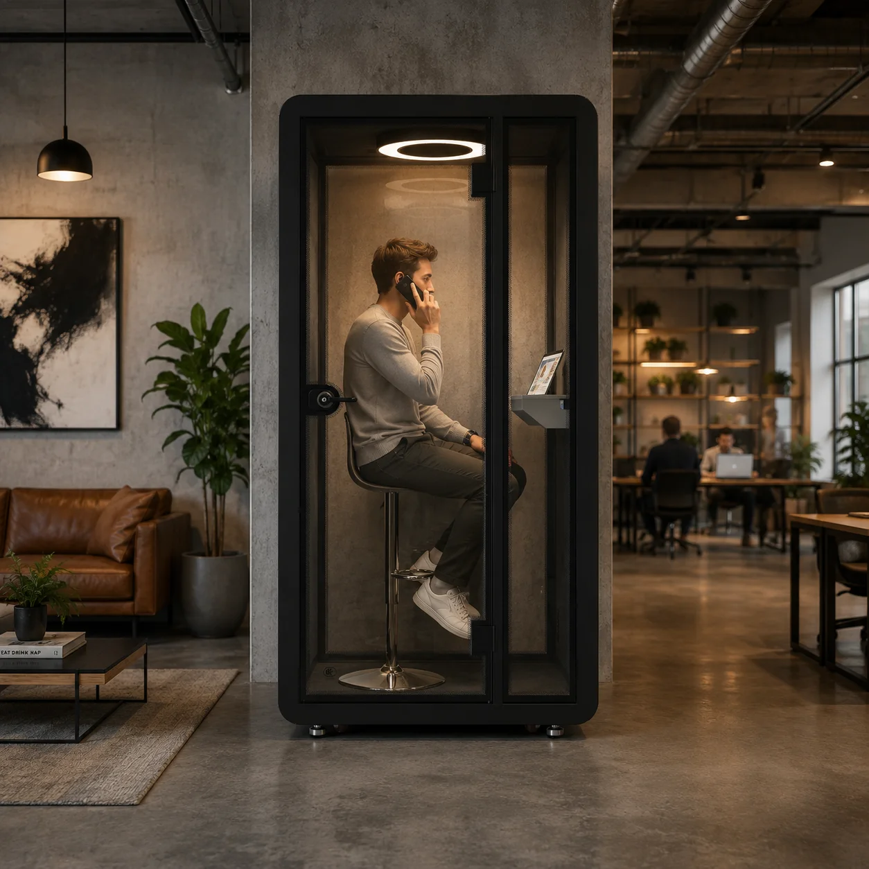 Private Meeting Soundproof Office Booth Acoustic Pod Green Modular Desk Workstation Coworking Phone Booth with Ventilation