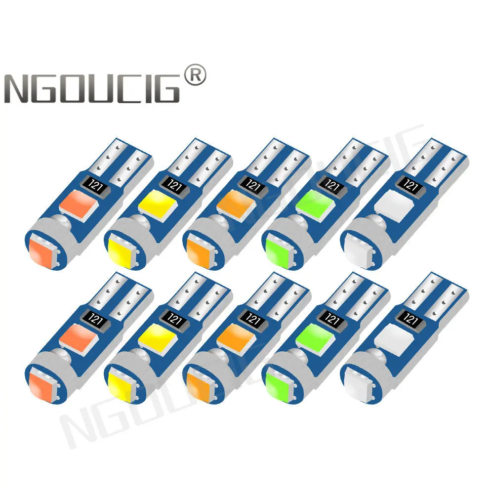 NGOUCIG 8PCS Led T5 Bulb 74 W3W 2721 Instrument Dashboard Light Plate Panel Meter Warning Indicator Signal Lamp Car 12V Red Blue