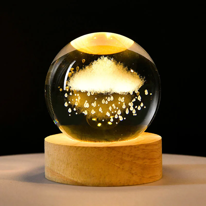 2025 New 3D Crystal Ball LED Night Light Heartfelt Gift For Couples Friends Bedside Table Decor Glowing Luminous Creative Design
