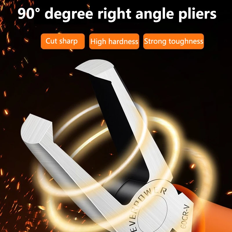 4/6/8/10mm Flush Multifunctional Jaw Plastic Cutting Pliers 90 Degree Double-Edged CR-V Tip Nipper,Sprue Burrs Cutting Hand Tool