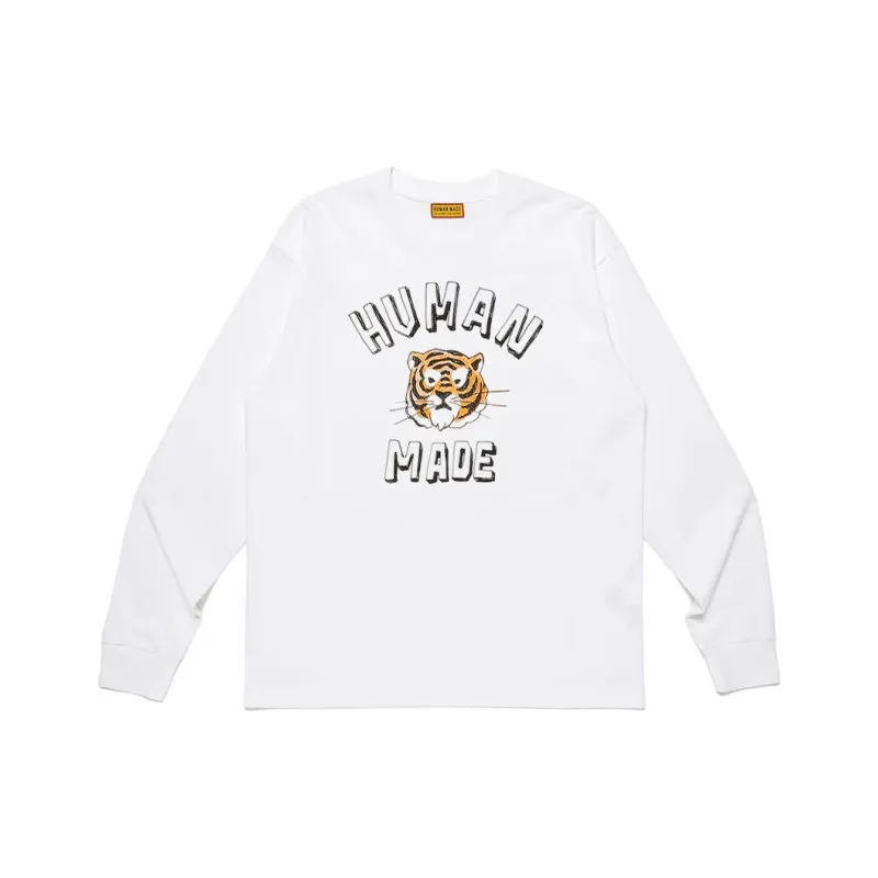 Human Made 2026 AW Tiger Letter Print Crewneck Long Sleeve T Shirt Unisex Top