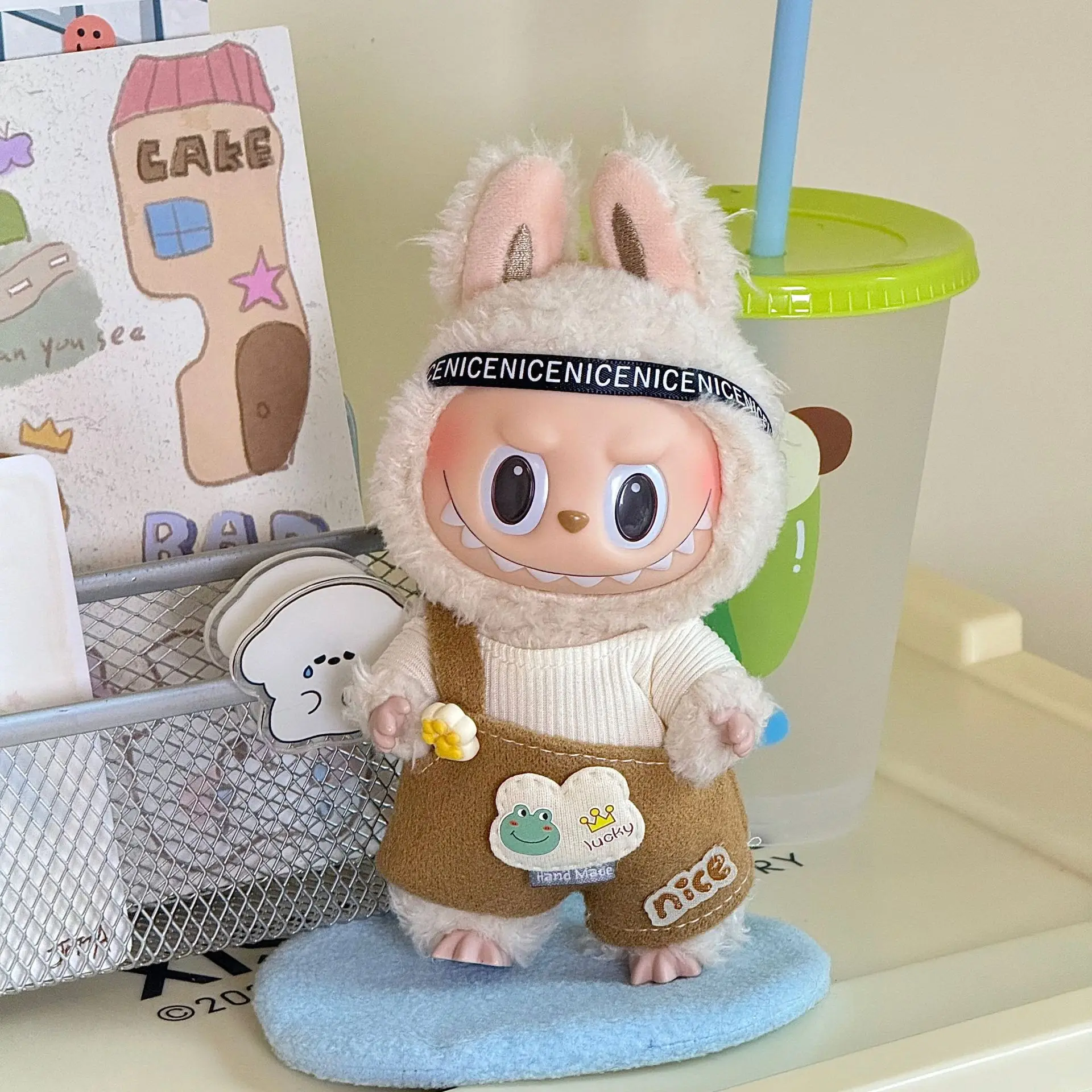 17 cm schattige mini pluche poppenkleding outfit accessoires aankleden poppen kleding DIY Kid Gift broek hoed sets voor geschenken