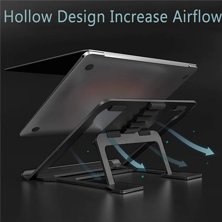 Ergonomic Folding Aluminum Laptop Stand Portable Metal Desktop Notebook Computer Riser Silver Black