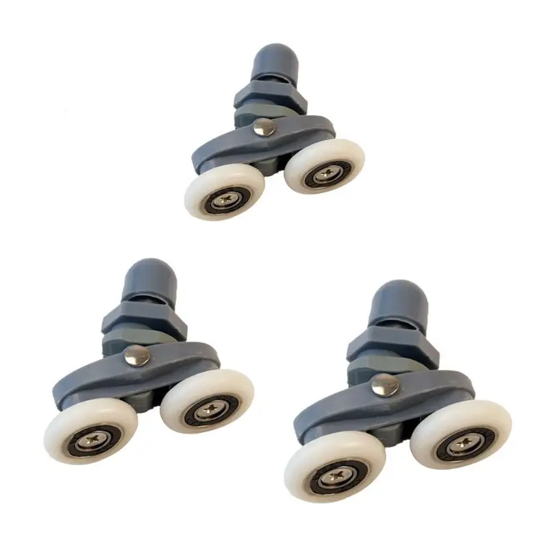 

4Pcs/Set for Grey Plastic Nylon Adjustable Double Swinging Pulley Wheels Shower Cabin Sliding Door Hardware Roller Dropship