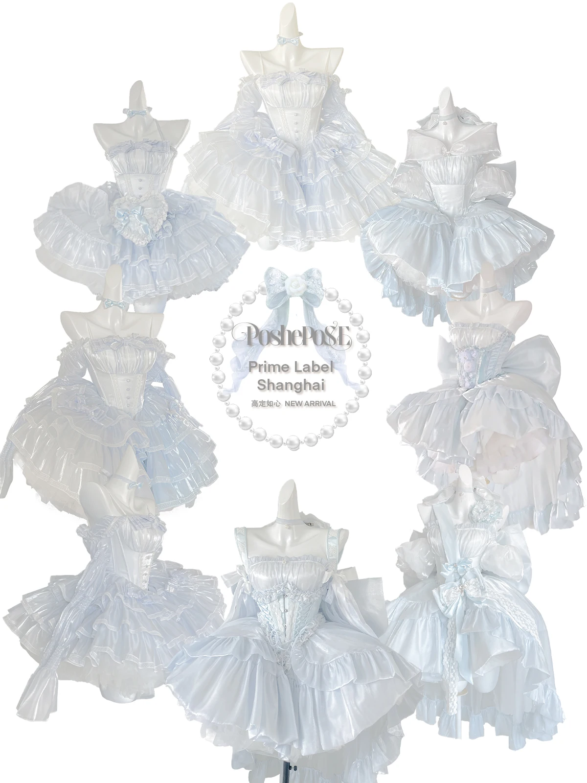 Originele hoge kwaliteit Lolita sets schattige strik off-shoulder schuine hals prinses gezwollen jurk elegante ruches hoge taille feestjurken