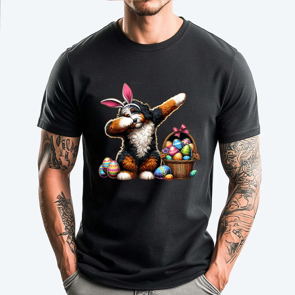 

Dabbing Easter Bunny Bernedoodle Dog White Graphic Tee Mens Men's Clothing Deals Mardi Gras