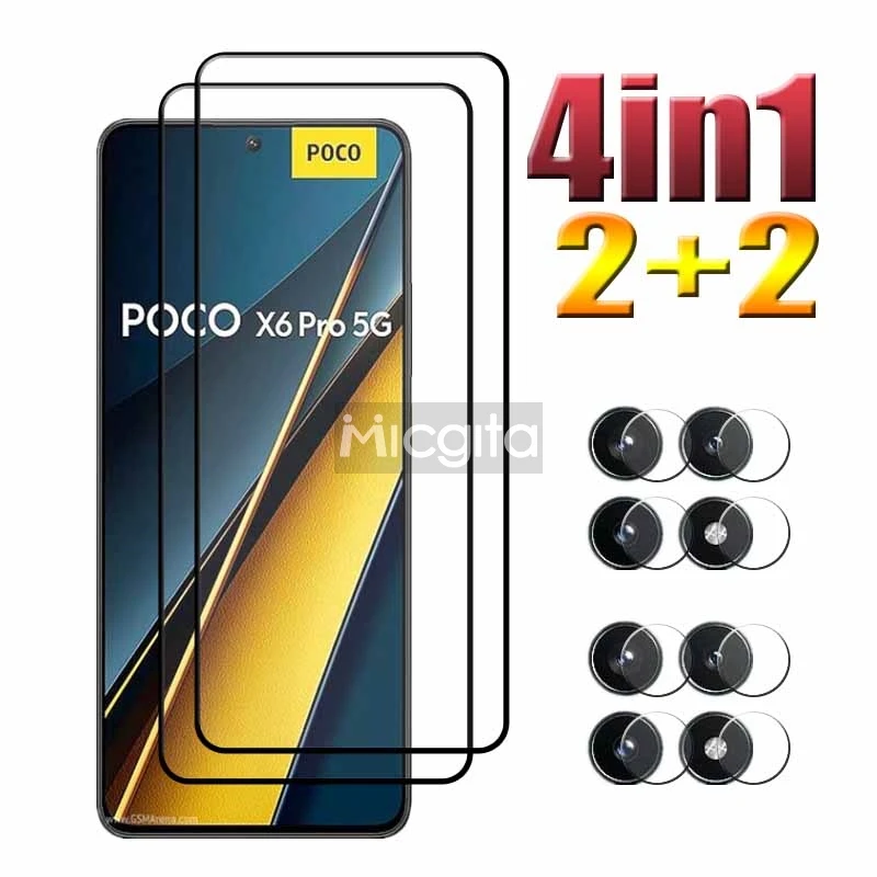 4in1 New Sale For POCO X6 Pro 9H Tempered Glass 6.67