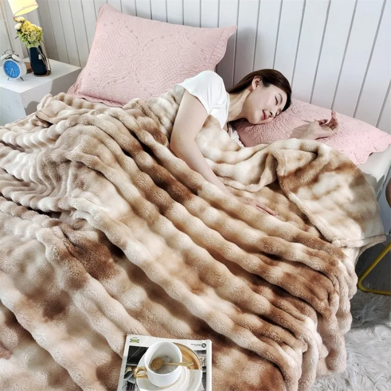 2025 جديد تغيير تدريجي لون فقاعة الصوف بطانية على الوجهين الحليب الصوف أريكة بطانية مكيف الهواء قيلولة بطانية #1