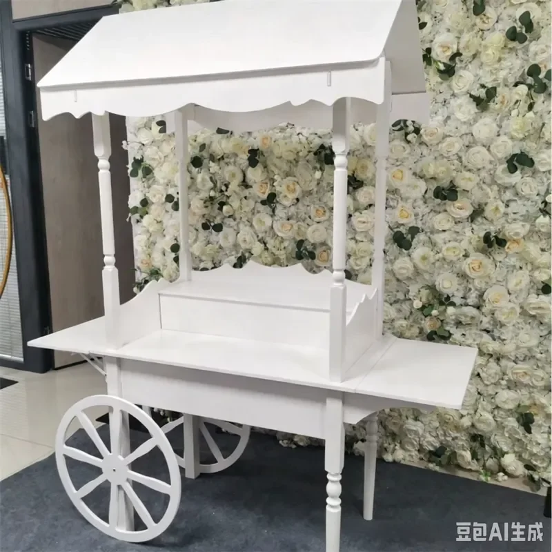 Portable Stainless Steel Candy Display Stand with Wheels Foldable Cylinder Chocolate Rack Mobile Snack Holder for Living Room