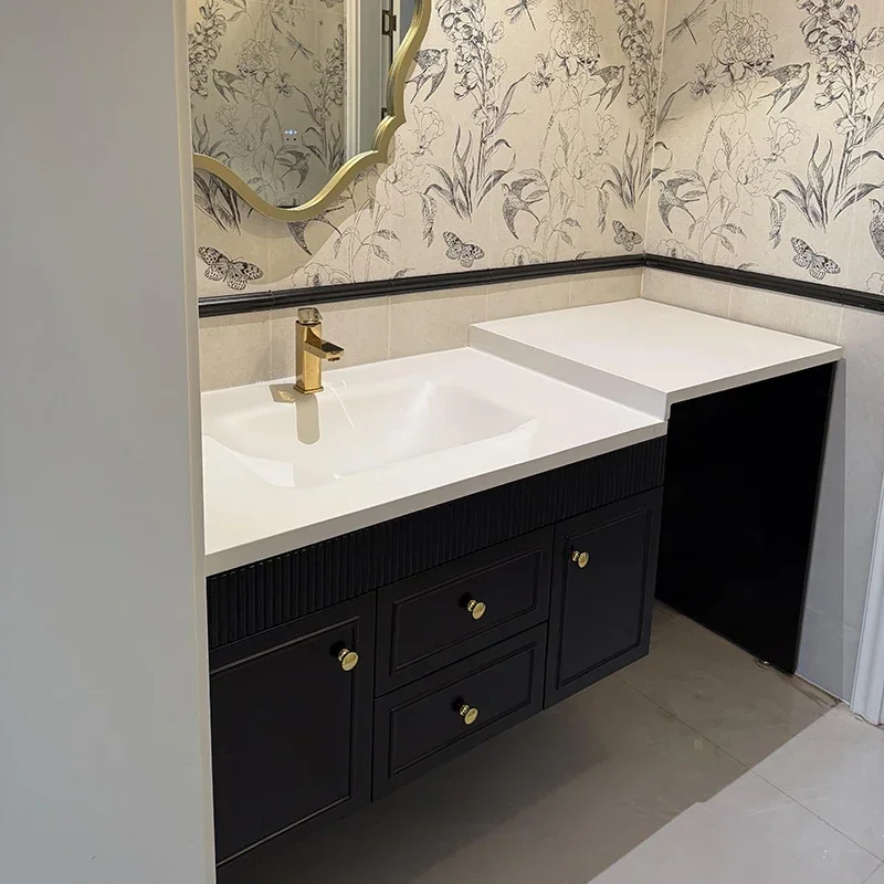 French Retro Balcony Cabinet Vertical Storage Aesthetic Vertical Mirror Bathroom Vanity Wall Shelf Badkamer Meubel Furniture