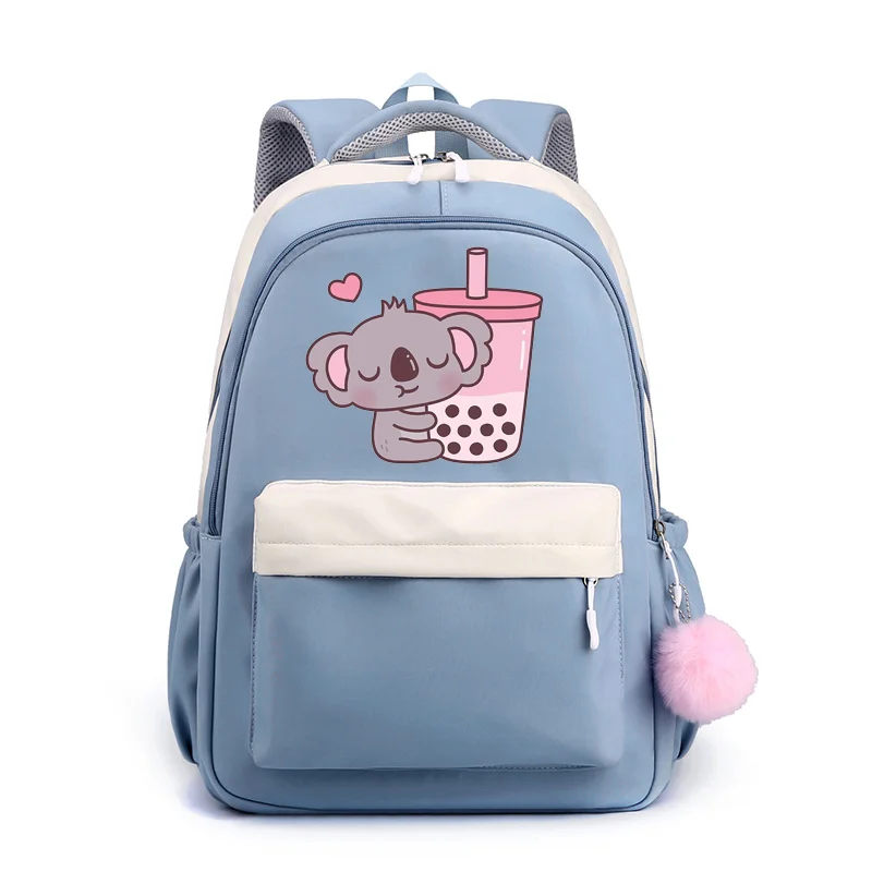 Ransel sekolah pola koala, tas punggung kapasitas besar, ransel ritsleting kualitas tinggi, tas sekolah imut baru