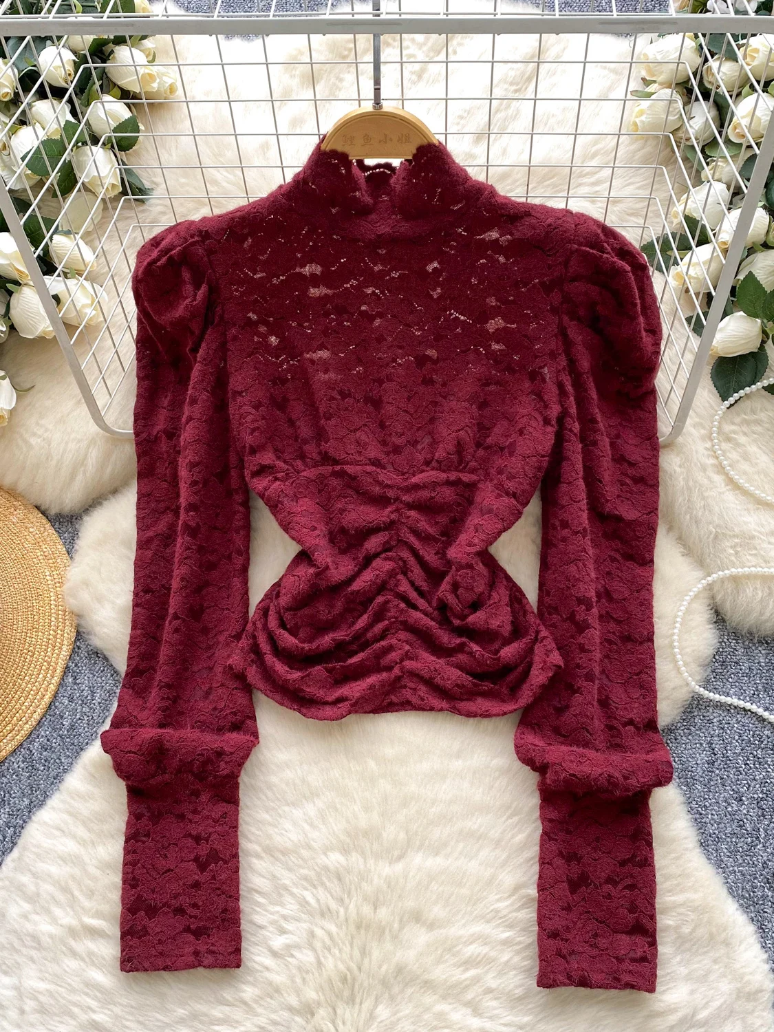 Ele Bubble Sve Fro irt Top in pizzo da donna Strato base snellente irt Versatile autunno Faion Court Sle Vestibilità ampia