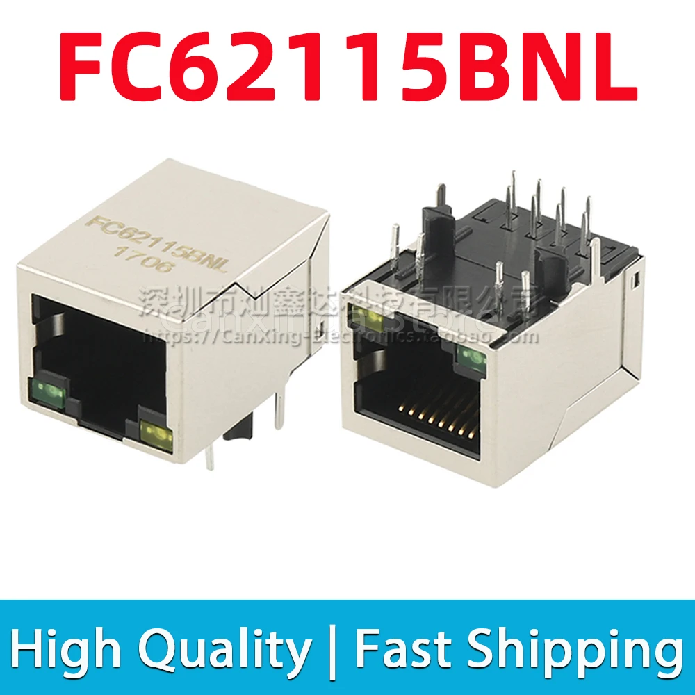 5pcs FC62115BNL Port RJ45 Jack Connector Ethernet Interface Tab Down Network Transformer Magnetics LED 100 Base-T HR91105