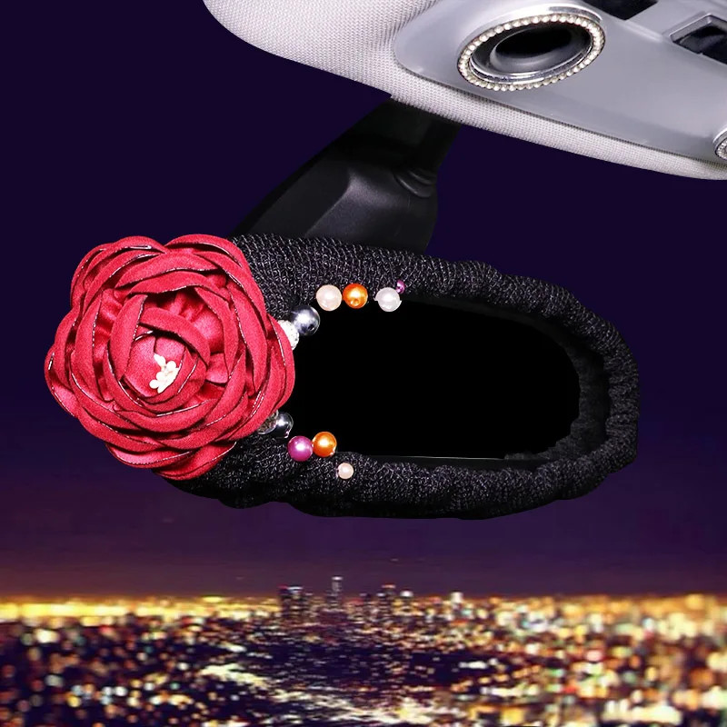 Red Rose Flower Sets Car Steering Wheel Covers Auto Interior Accessories Vehicle Handlebar Cover Fit For Women Ladies Girl Gifts