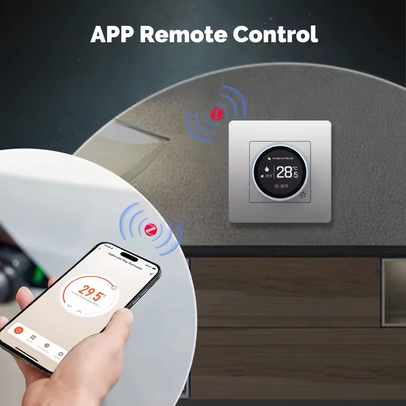 เทอร์โมสตัทแบบหมุนอัจฉริยะ MOES Tuya ZigBee รุ่น Star Ring ควบคุมอุณหภูมิสำหรับหม้อต้มน้ำและเครื่องทำความร้อนไฟฟ้า รองรับ Alexa และ Google